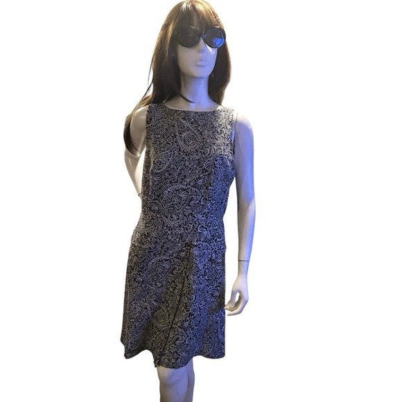 Tory Burch Paisley – Size 12 – Black & White Faux Wrap Dress - Picture 4 of 10
